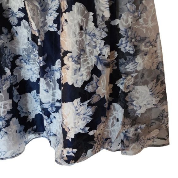 Nanette Lapore Girls Blue Floral Print Layered Satin Maxi Skirt Size XL 16 Years - Picture 6 of 15